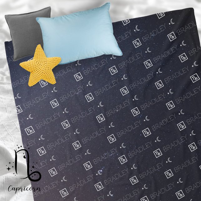 Couverture Polaire Signe du zodiaque Capricorne Constellation Astrolo (Capricorn Zodiac Sign Symbol Personalized Repeating Name Seamless Pattern Starry Night Sky Moon 
)