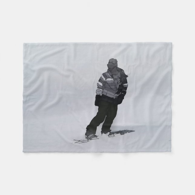 Couverture Polaire Silence d'hiver - Snowboardeur (Devant (Horizontal))