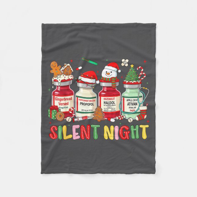 Couverture Polaire Silent Night Funny Nurse Christmas Design  (Devant)