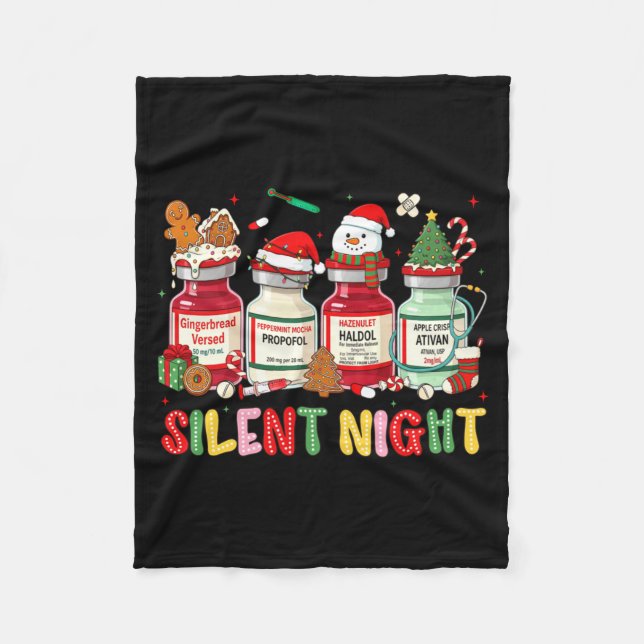Couverture Polaire Silent Night Funny Nurse Christmas Design Long Sle (Devant)