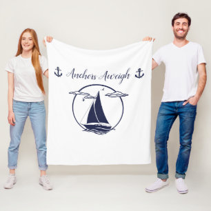 Couverture Polaire silhouette/ancrages du voilier bleu marine