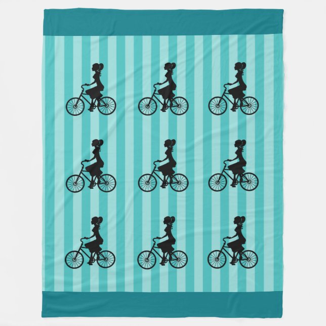Couverture Polaire Silhouette cycliste pour fille rétro (Devant)
