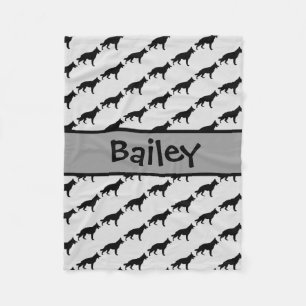 Couverture Polaire Silhouette de chien berger allemand personnalisé