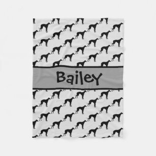 Couverture Polaire Silhouette de chien gris italien personnalisé