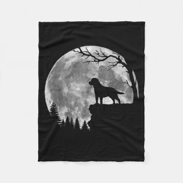 Couverture Polaire Silhouette de chien Labrador Retriever Lune Hallow (Devant)