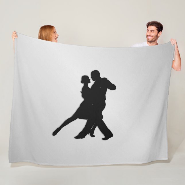 Couverture Polaire Silhouette de danseurs de Tango 2 Argent (En situation)