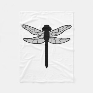 Couverture Polaire Silhouette de libellule noire sur fond blanc