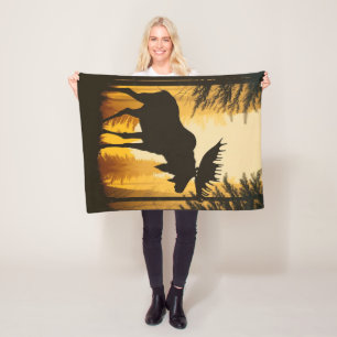 Couverture Polaire Silhouette d'orignal brumeux forêt embrumée à l'au