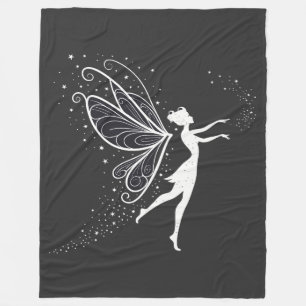 Couverture Polaire Silhouette fée magique avec ailes et étoiles