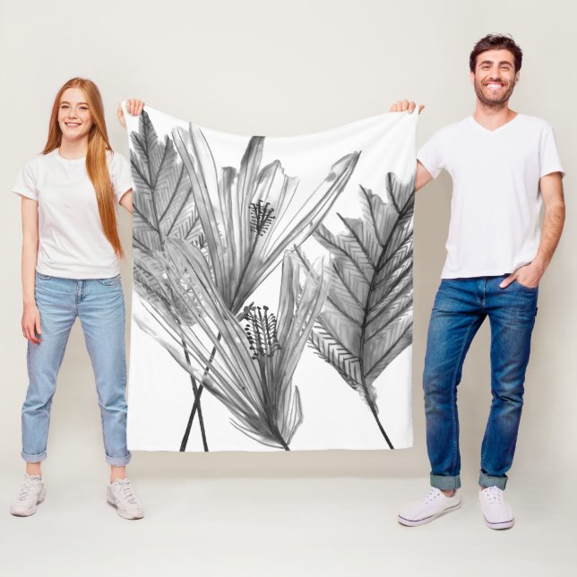 Couverture Polaire Silhouette florale - gris (En situation)