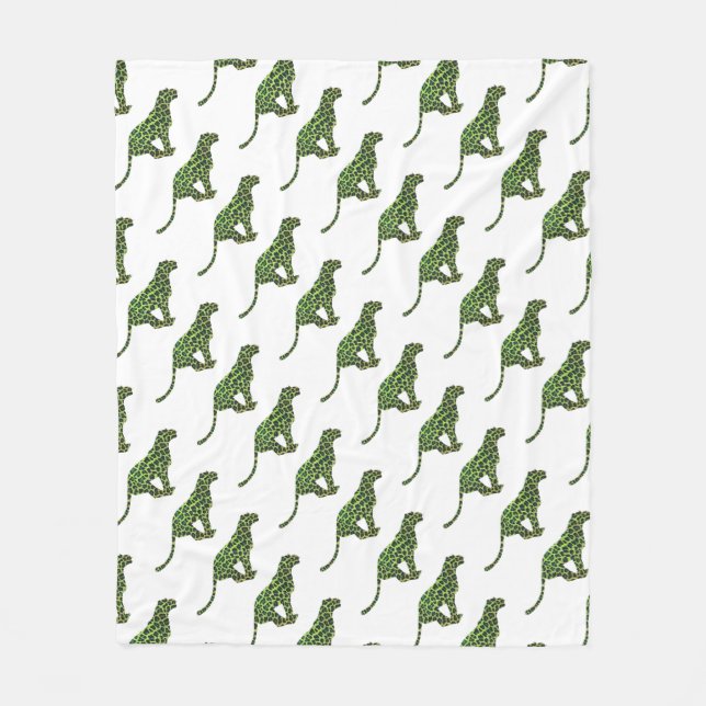 Couverture Polaire Silhouette léopard noir et vert (Devant)