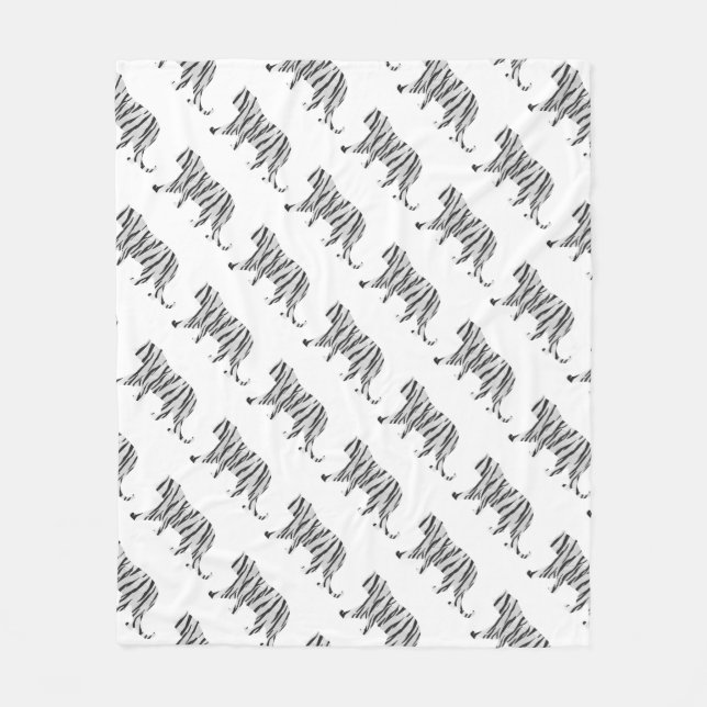 Couverture Polaire Silhouette Tiger noir et blanc (Devant)