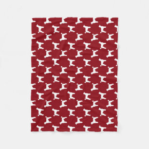Couverture Polaire Silhouettes de Caniche Standard Motif Rouge et Bla