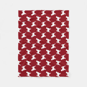 Couverture Polaire Silhouettes de Chien d'Eau Portugais Rouge et Blan