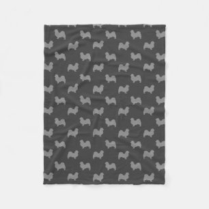 Couverture Polaire Silhouettes de Chien Espagnol Tibétain Gris Motif