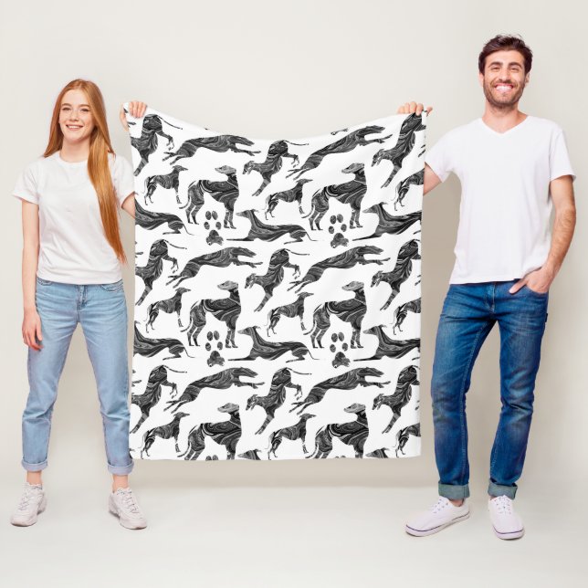 Couverture Polaire Silhouettes en marbre gris Greyhound (En situation)