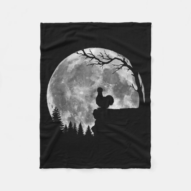Couverture Polaire Silkie Chicken Moon Silhouette Funny Lazy Hallowee (Devant)