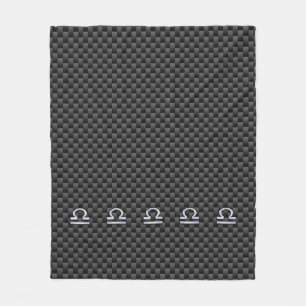 Couverture Polaire Silver Libra Zodiac Symbol on Carbon Fiber Print