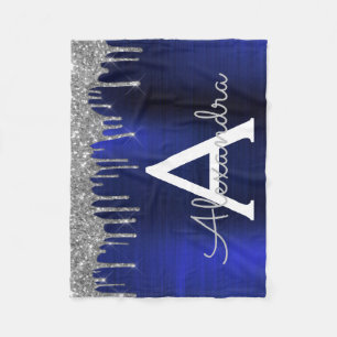 Couverture Polaire Silver Navy Parties scintillant bleue Étincelle No