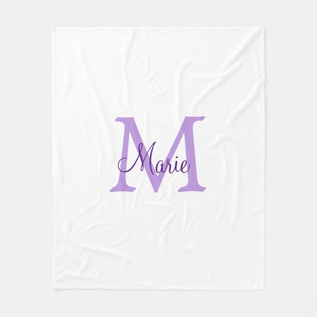 Couverture Polaire simple ajout de nom minimal monogramme rose rouge  (Devant)