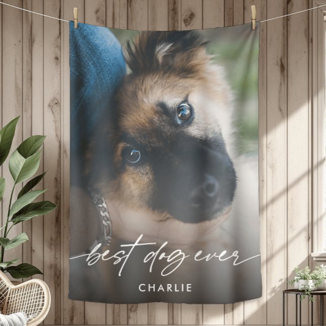Couverture Polaire Simple Best Dog Ever Photo Script moderne (Créateur téléchargé)