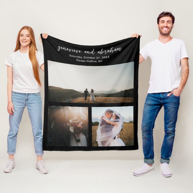 Couverture Polaire Simple Black Photo Collage moderne (En situation)