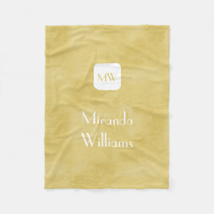 Couverture Polaire Simple et chic Goldenrod Yellow Monogramme et nom