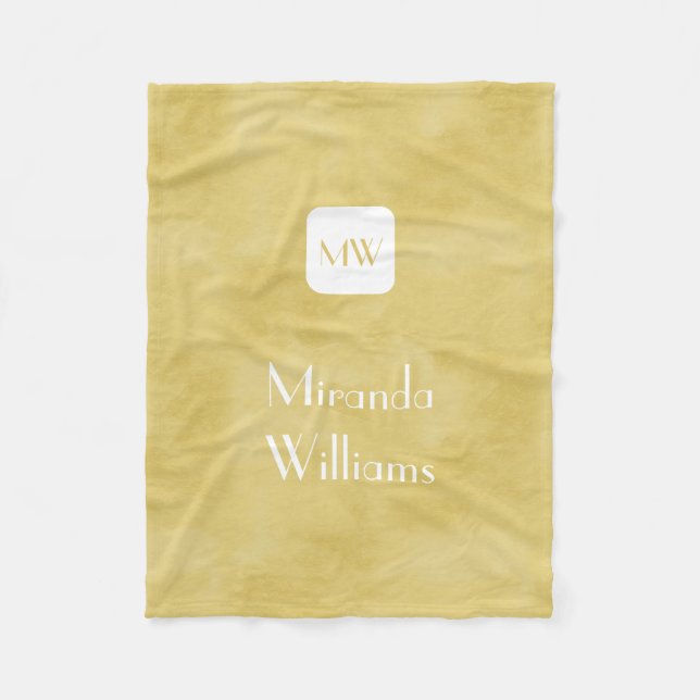 Couverture Polaire Simple et chic Goldenrod Yellow Monogramme et nom (Devant)