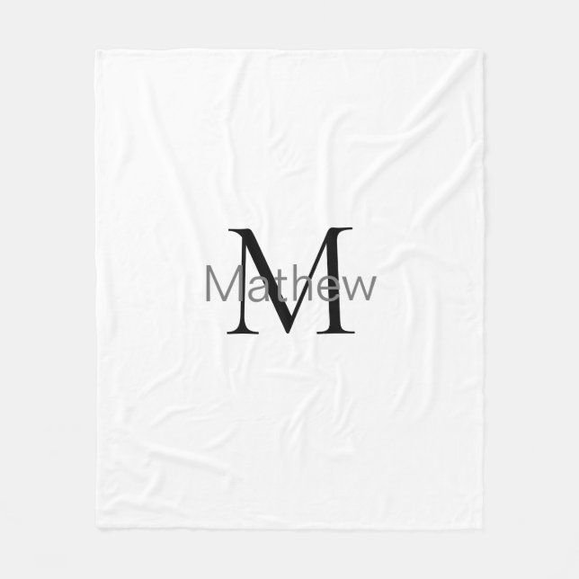Couverture Polaire simple lettre initiale monogramme ajouter votre no (Devant)