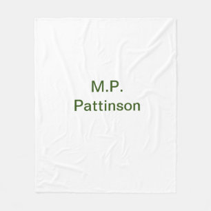 Couverture Polaire Simple minimal vert ajoutez votre texte nom photo