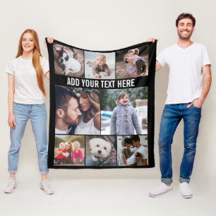 Couverture Polaire Simple moderne 8 Photo Collage de texte personnali