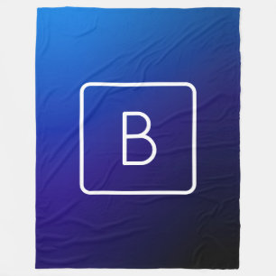Couverture Polaire Simple moderne bleu foncé Ombre dégradé et monogra