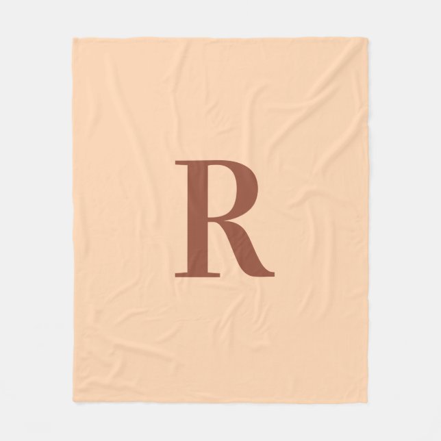 Couverture Polaire Simple moderne Monogramme Terracotta Beige (Devant)