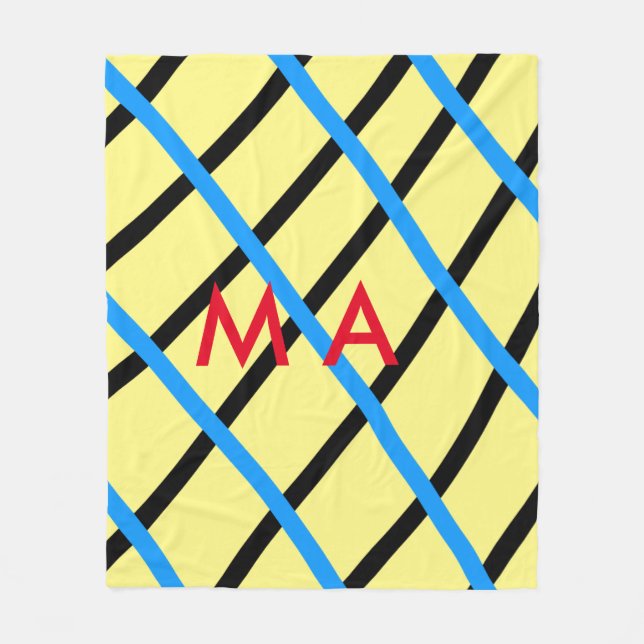 Couverture Polaire Simple monogramme ajouter votre nom lettre man min (Devant)