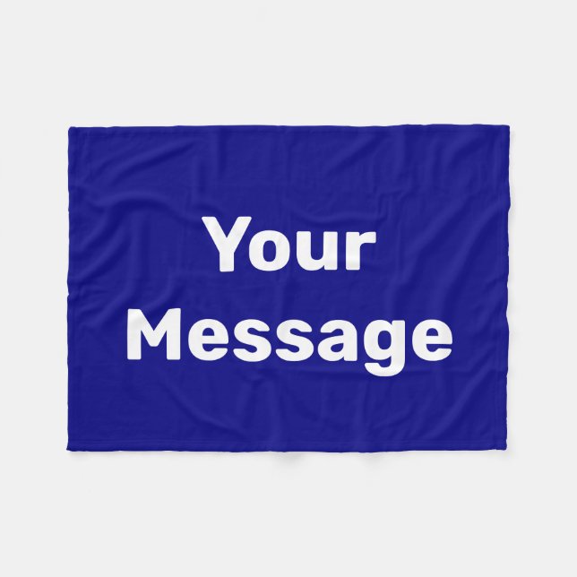 Couverture Polaire Simple Navy Bleu Blanc Texte Votre Modèle Message (Devant (Horizontal))