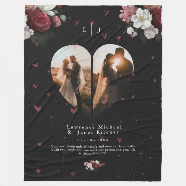 Couverture Polaire Simple personnalisation forme cardiaque 2 Collage  (Devant)