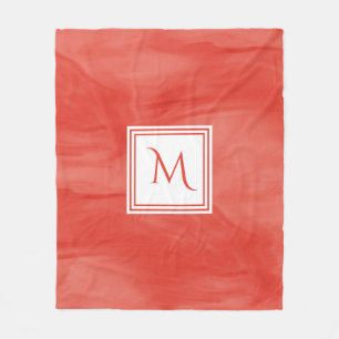 Couverture Polaire Simple rouge orange subtil marbre moderne Monogram