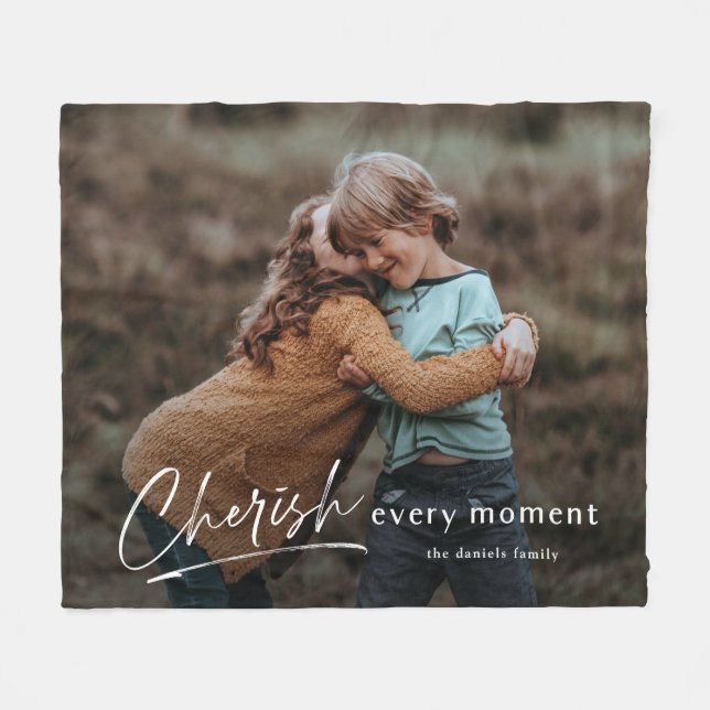 Couverture Polaire Simple Script Chérissez Chaque Moment Photo (Devant (Horizontal))