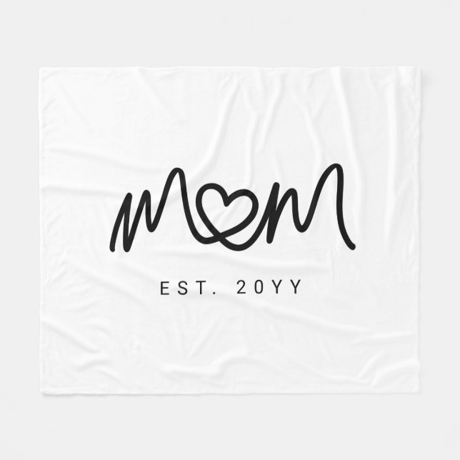 Couverture Polaire Simple Script Noir Cœur Nouvelle Maman Établie (Devant (Horizontal))
