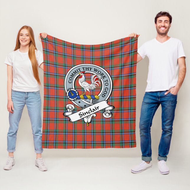 Couverture Polaire Sinclair Ancien Clan Badge Tartan Plaid (En situation)