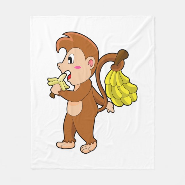 Couverture Polaire Singe avec bananes (Devant)