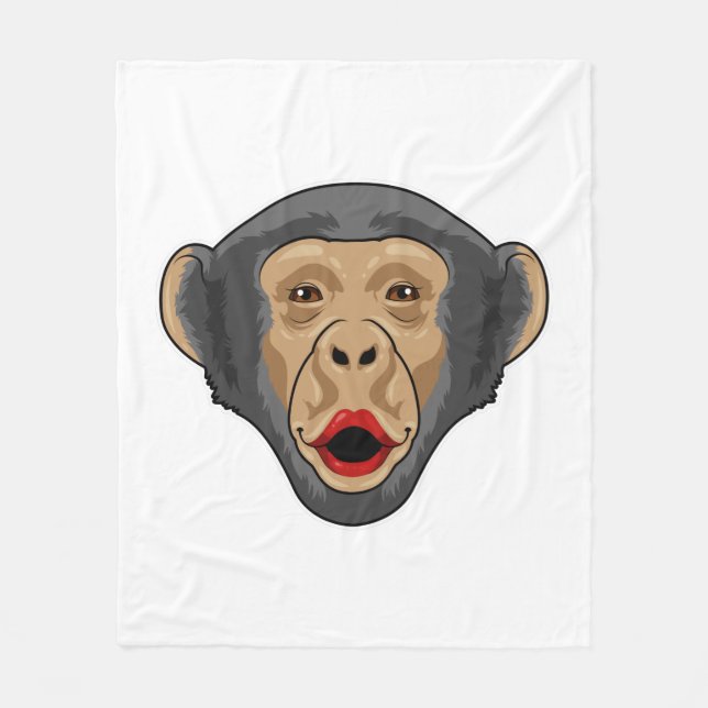 Couverture Polaire Singe avec bouche baisée (Devant)