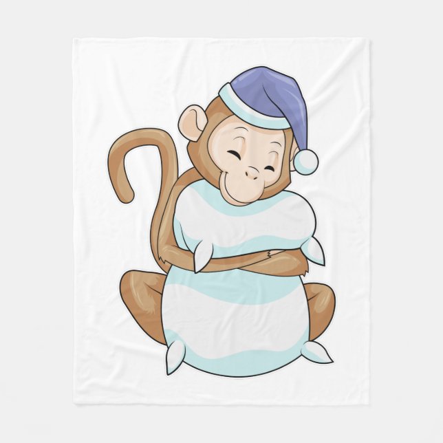 Couverture Polaire Singe avec Coussin et tête de lit (Devant)