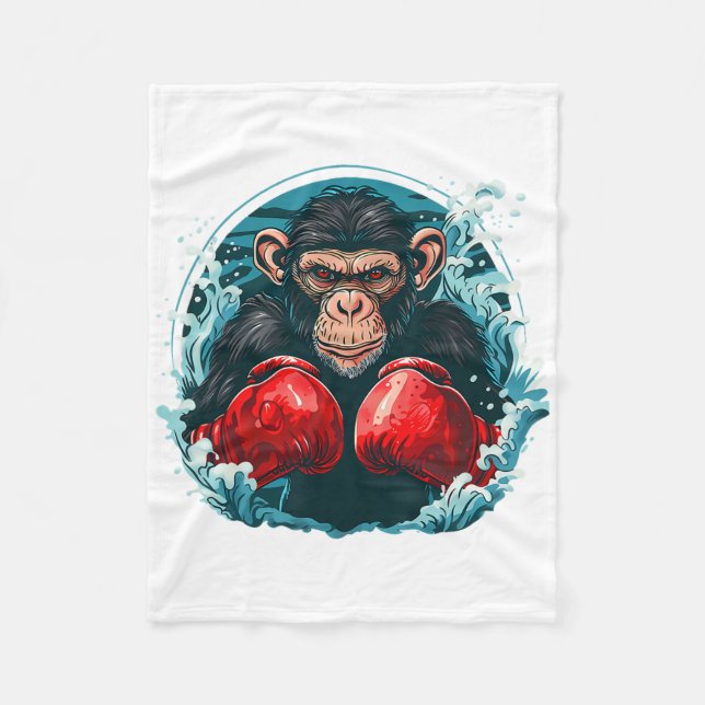 Couverture Polaire Singe Boxer Avec Gants Boxer Kickboxing Funny B (Devant)