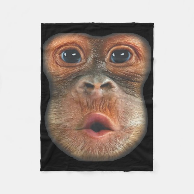 Couverture Polaire Singe qui gonfle le visage avec la bouche (Devant)