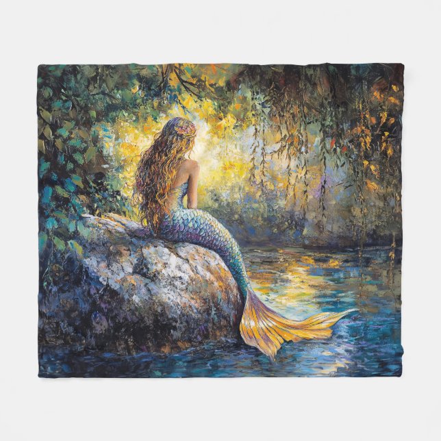 Couverture Polaire Sirène dans la peinture Grotto (Devant (Horizontal))