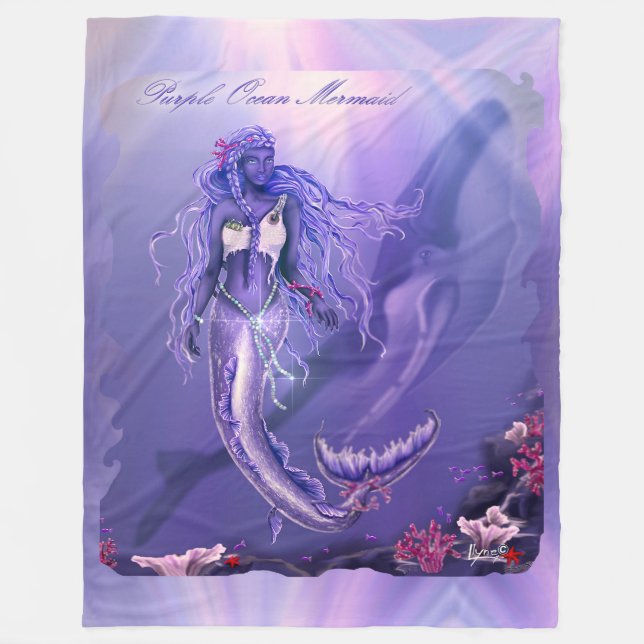 Couverture Polaire Sirène de mer violette (Devant)