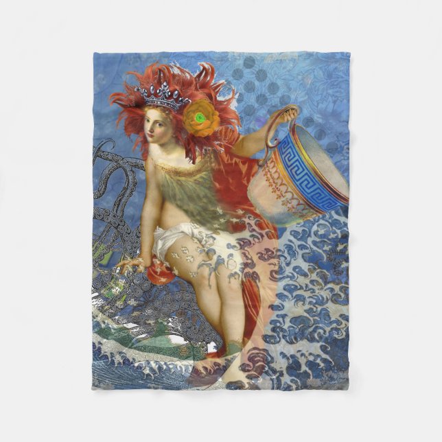 Couverture Polaire Sirène du Verseau Art Gothique Bleu (Devant)