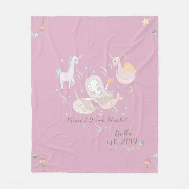 Couverture Polaire Sirène Narval Dragon Licorne Magie Rêve Personnali (Devant)