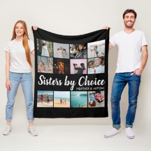 Couverture Polaire Sisters By Choice Photo Collage BFF personnalisé
